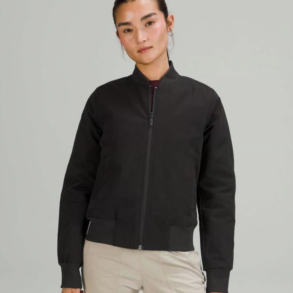Lululemon Women's Black Nonstop Reversible Slim Casual Bomber Jacket Size 6